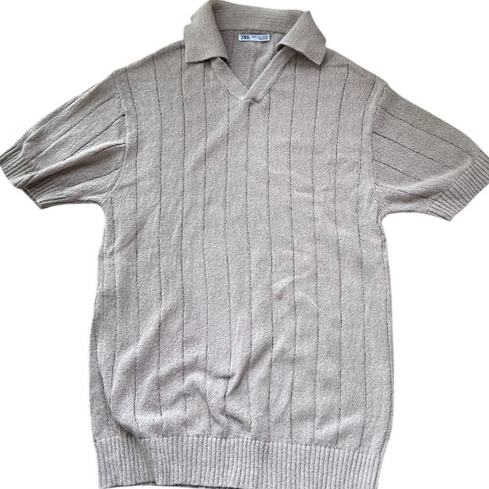 Men's Zara Crochet Cream/Beige Top - Size M